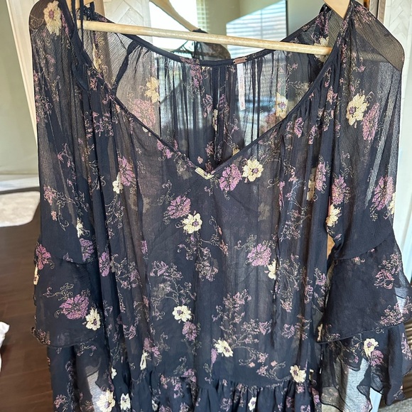 Free People Sunsetter Black Floral Long Sleeve Dress - Picture 2 of 7